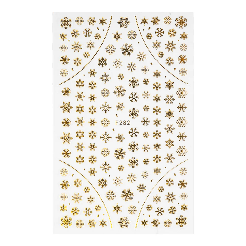 Gold F282 1 шт Рождественские Зимние 3D наклейки для дизайна ногтей смешанные снежинки наклейки с оленями для ногтей зимние Цветочные Слайдеры для дизайна ногтей - Цвет: Gold F282