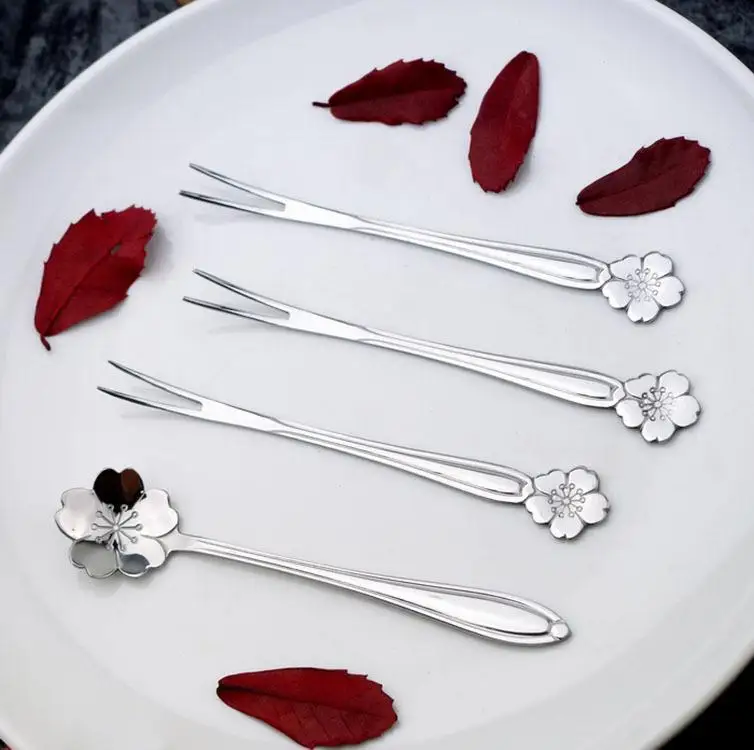 Свадебный Японский творческий из нержавеющей стали Цветочная вилка середины