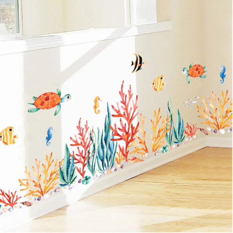

baseboard Kids Sea Plants Wall Stickers Art Decor for Living Room Bedroom Nursery Mural Decal