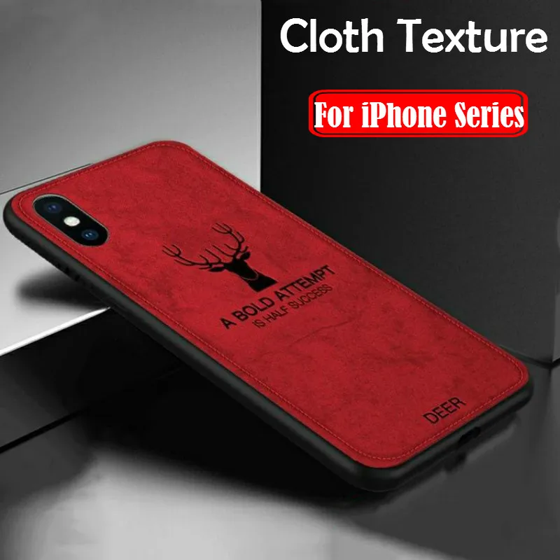 Силиконовый тканевый чехол с оленем для iphone 12 11 Pro XS Max XR X 6 6S 7 8 plus SE2020 кожаный из