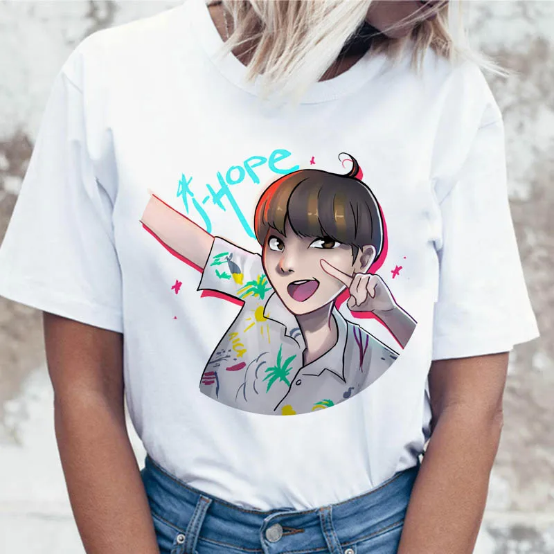 Kpop футболка JIN SUGA J HOPE, женская футболка JIMIN V JUNGKOOK, топ, футболка для K pop, корейские футболки, забавная графическая женская футболка K-pop - Цвет: 1281