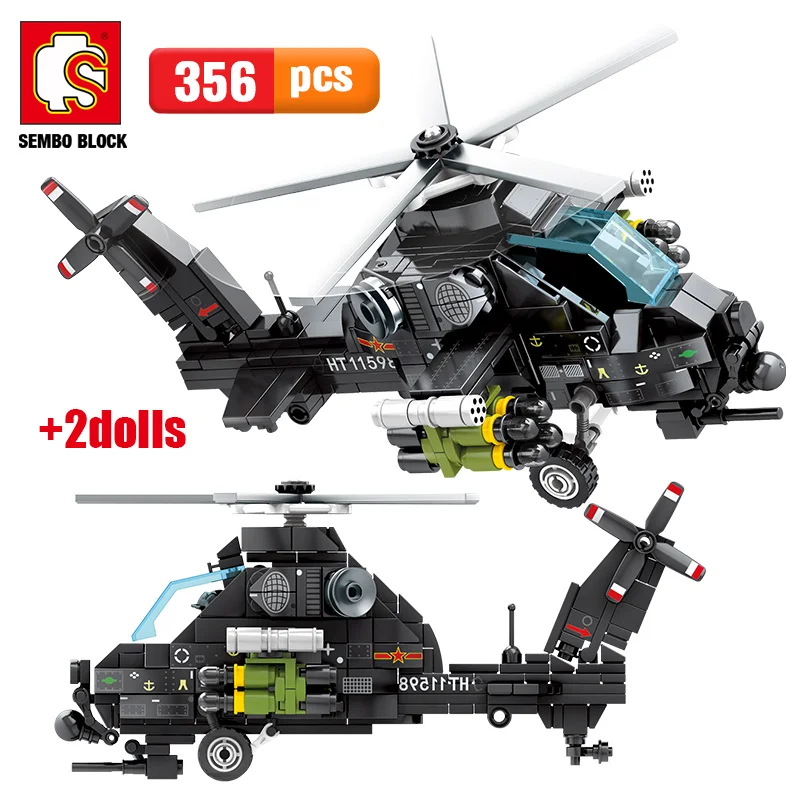 

SEMBO City Police Military Helicopter Building Blocks WW2 Airplane City Transport Aircraft Figures Bricks Toys for Kids