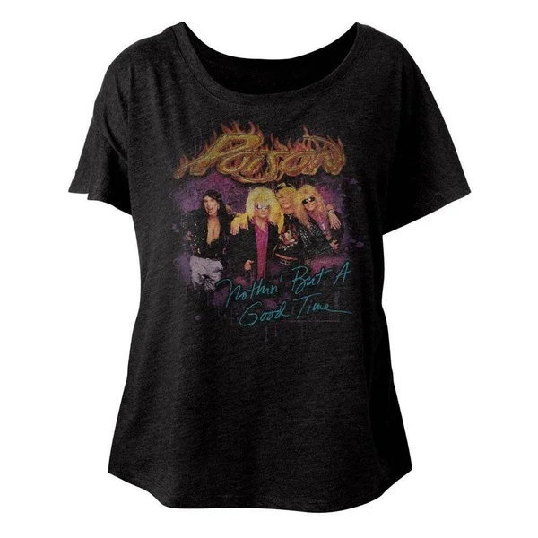

Poison Good Times Vintage Black Women's Dolman T-Shirt