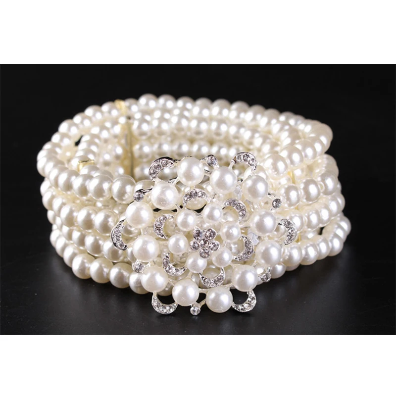 Очаровательная Женская Роскошная поясная цепочка с жемчугом украшенная цветами