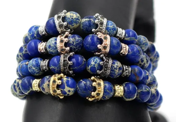 8 мм rt3 Золотая Серебряная медная корона с микрозакрепкой из фианита браслет