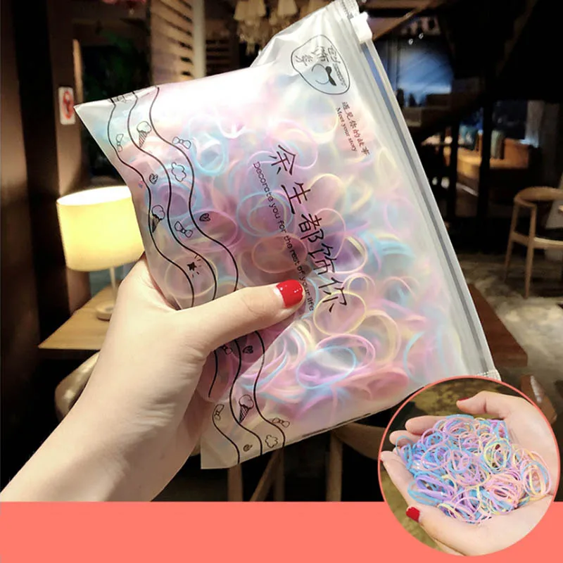 

500pcs High Elastic Baby Kids Hair Accessories Disposable Rubber Bands Gum Scrunchie Hair Ties For Womens Girls Hair Band