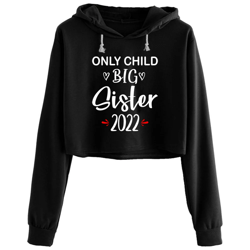 

Only Child Big Sister 2022 Crop Hoodies Women Anime Emo Aesthetic Kpop Pullover For Girls