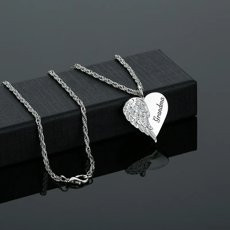 Романтическое женское ожерелье в форме сердца с крыльями ангела подвеска