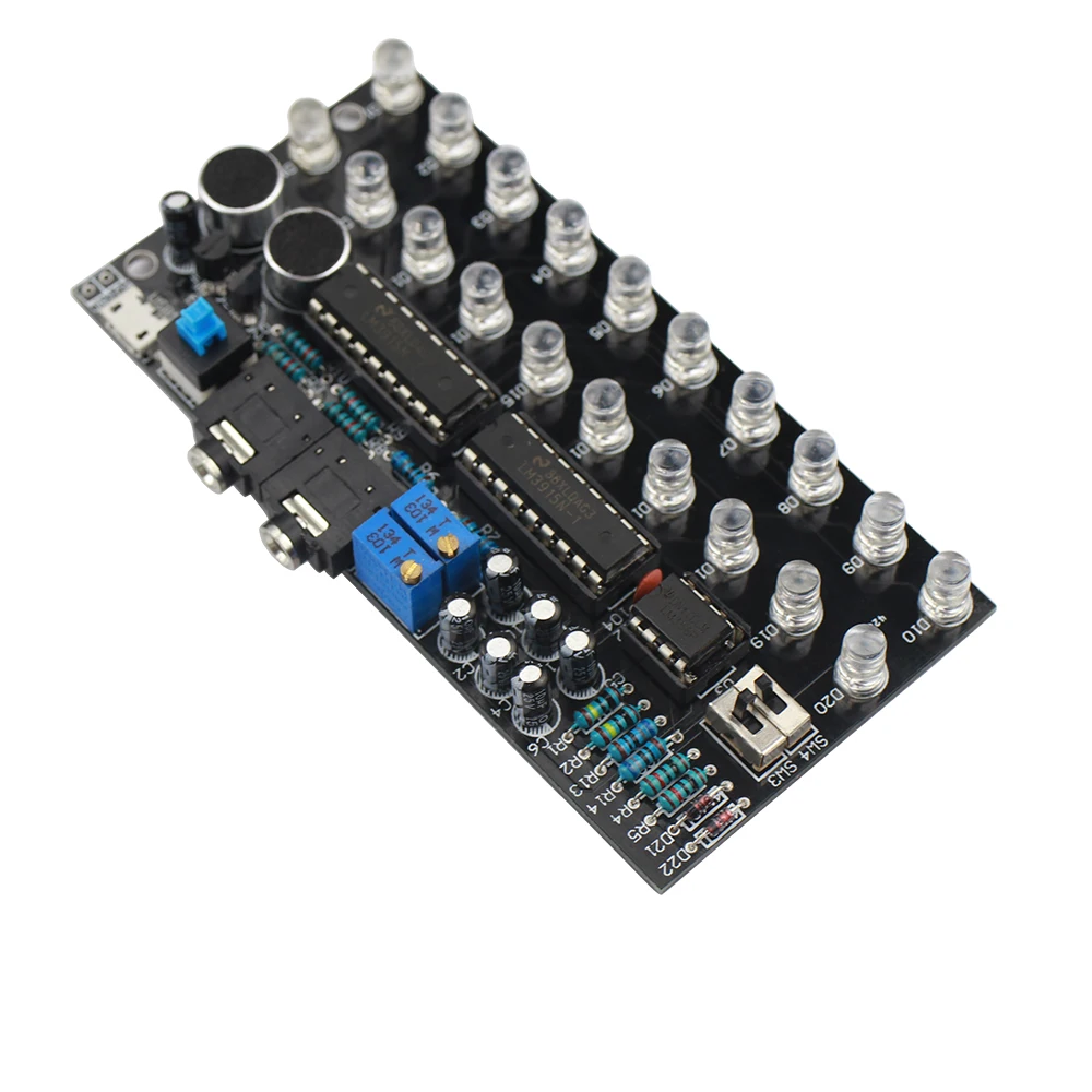 GHXAMP LM3915 двухканальный 10 аудио индикатор уровня наборы MP3 PC телефон динамик музыкальный спектр с голосовой активировкой