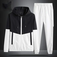 spring and autumn mens two piece suit korean fashion casual sportswear zipper jacket and trousers men outfit set tracksuit