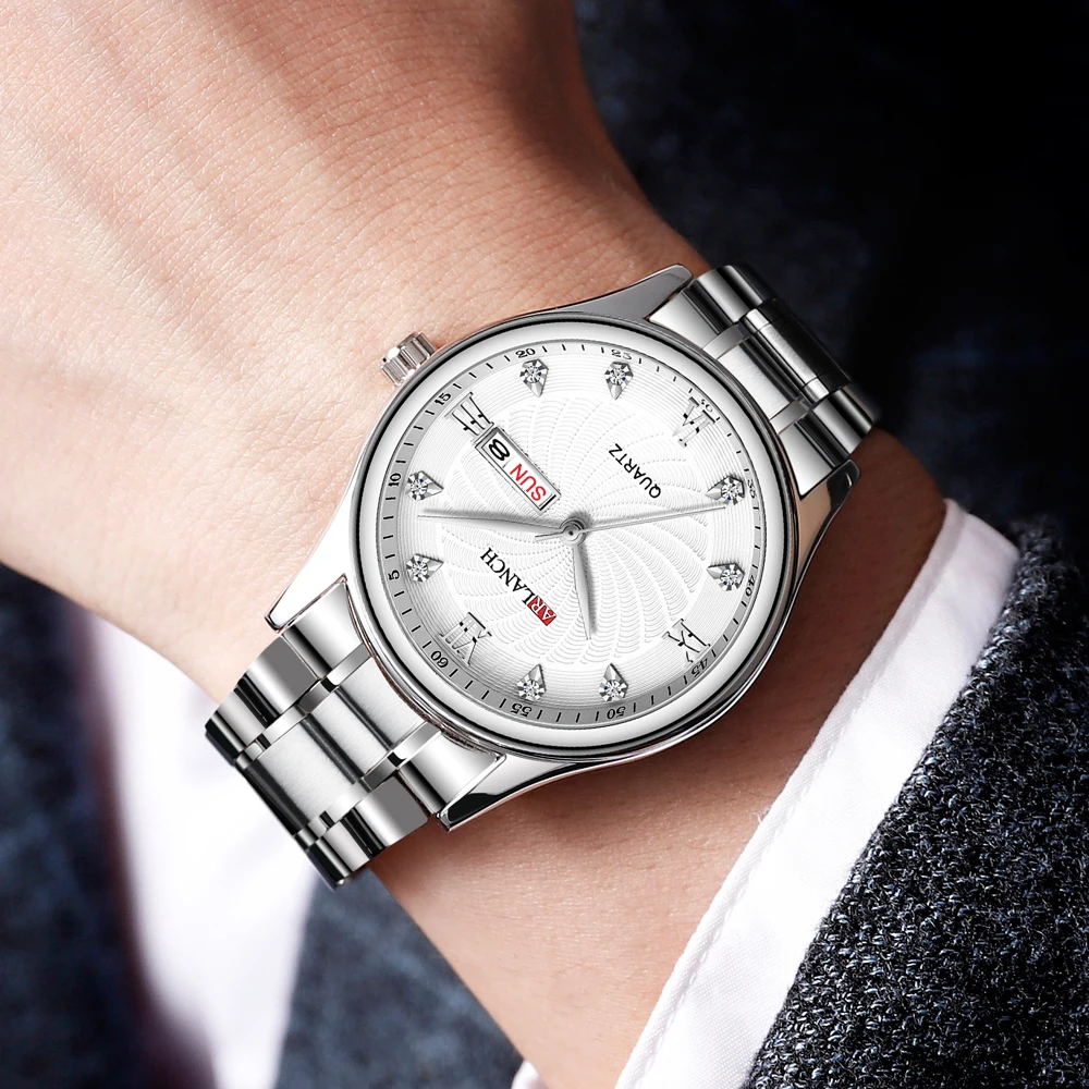 Новинка Reloj Hombre роскошные Брендовые Часы для мужчин нержавеющая сталь бриллиант