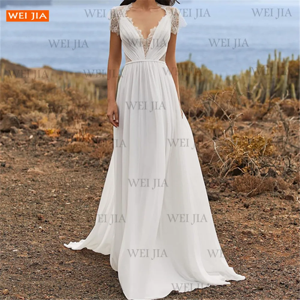 

Белое свадебное платье в богемном стиле, модель 2021 года, женское платье на молнии, ТРАПЕЦИЕВИДНОЕ свадебное платье, сделанное на заказ сваде...