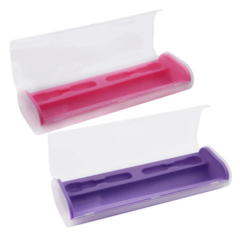 

2 Pcs Portable Electric Toothbrush Holder Case Box Travel Camping for Oral-B 4 Colors (Purple & Pink)
