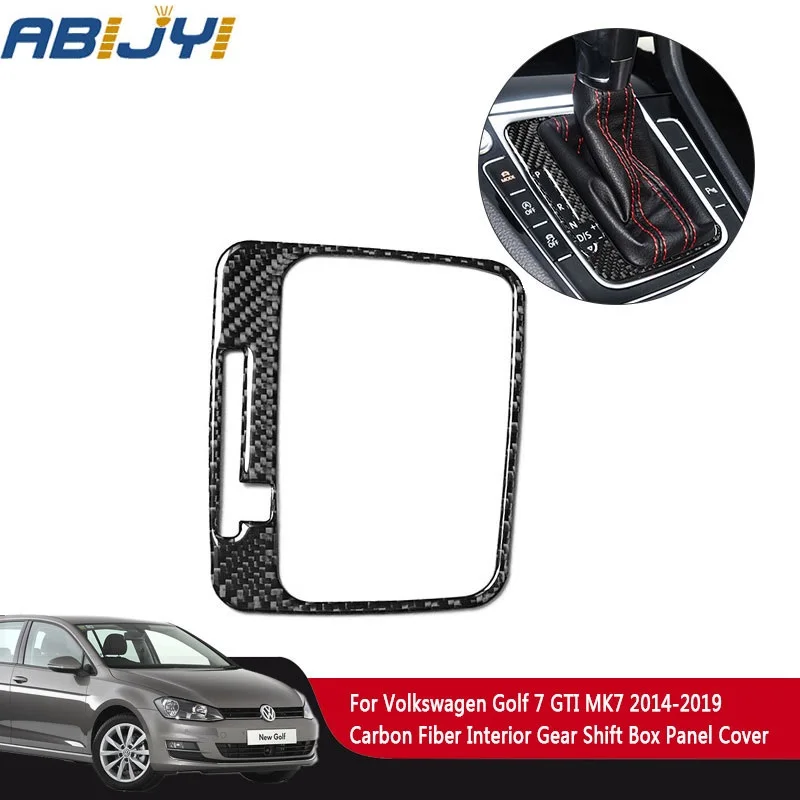 

2Pcs Car Styling Carbon Fiber Interior Gear Shift Box Panel Cover For Volkswagen VW Golf 7 GTI MK7 2014-2019 Car Accessories