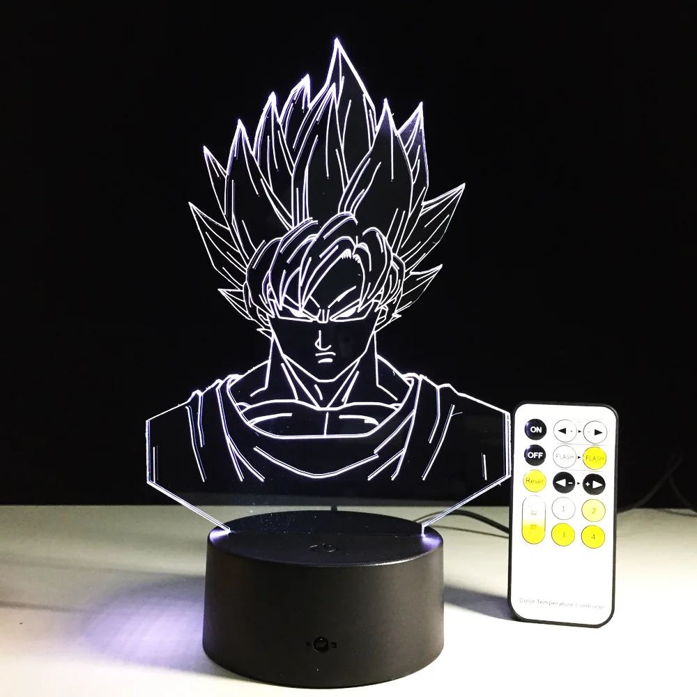 Фигурка дракона жемчуга Z 3D светодиодный настольная лампа Супер Saiyan Goku Вегета