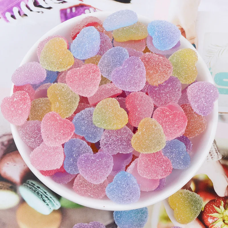 Kawaii Gummy Bear Nail Charm 10pcs/12x7mm Soft Candy Heart Art Decoration Perfect for Cabochons~ ~30 Colors | Красота и здоровье