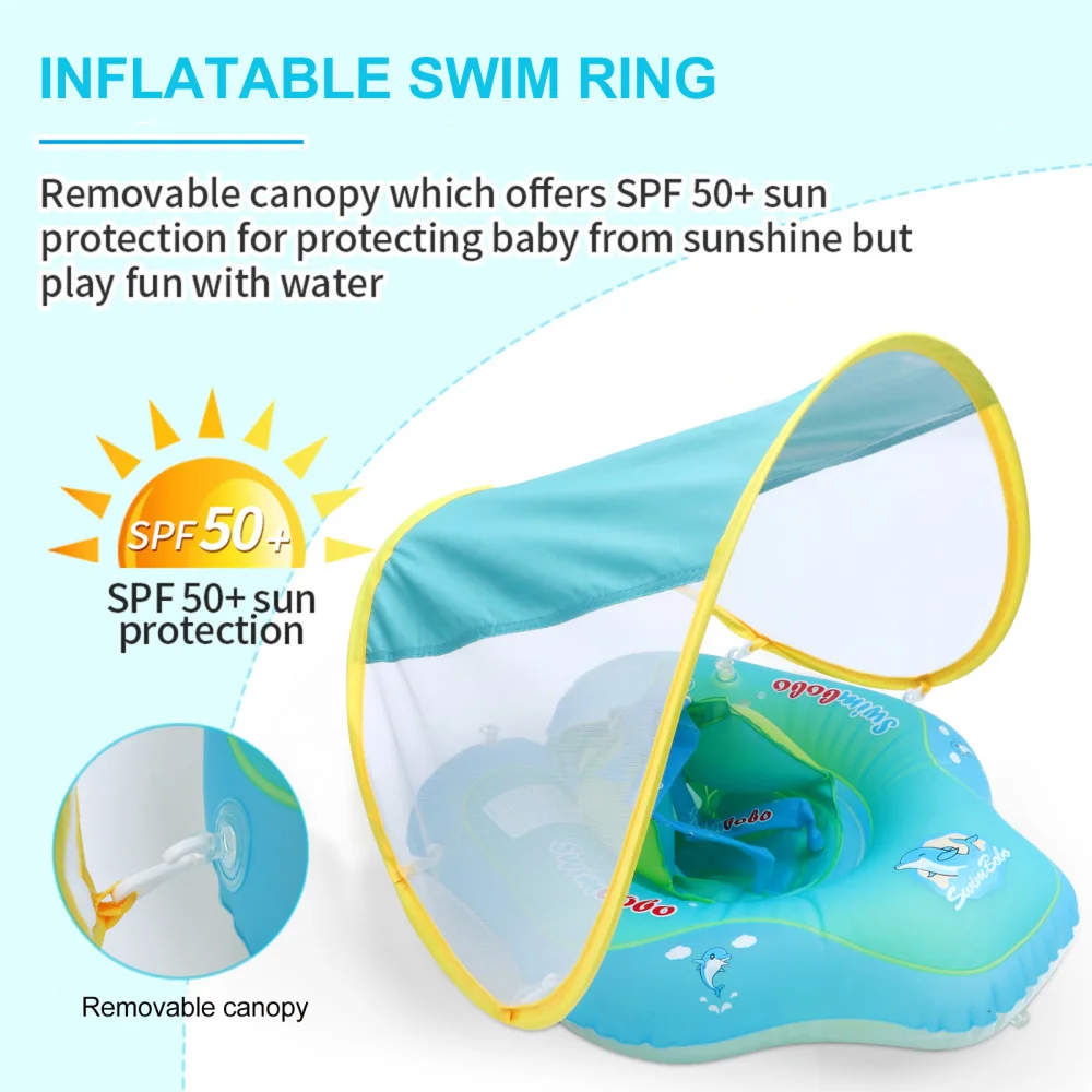 

Baby Swimming Float Inflatable Baby Pool Float Ring with Sun Protection Canopy