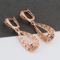 new 2022 trend design rose gold color hollow long earrings for women wedding retro fashion jewelry gift unusual earrings