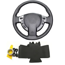 Leather DIY braided hand sewing steering wheel cover for Nissan Qashqai J10 J11 XTrail T31 NV200 Rogue Sentra b16 accessories