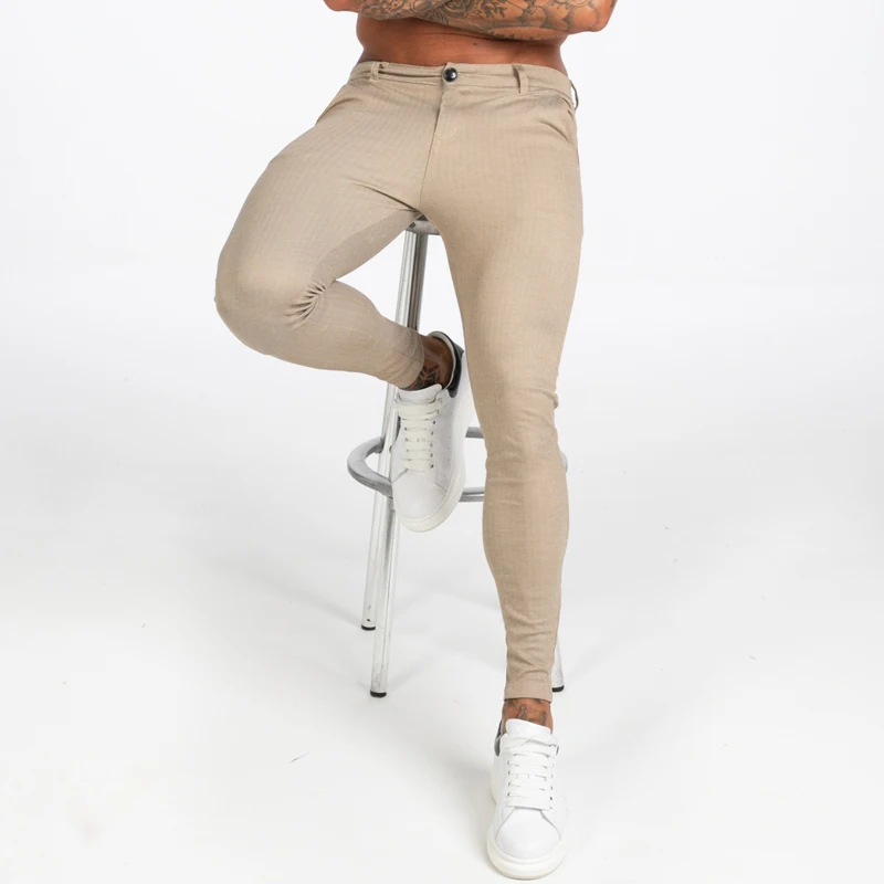 GINGTTO 2019AW Для мужчин s Чино Slim Fit хаки Брюки Чинос Для мужчин эластичные штаны Повседневное ботильоны плотное прилегание уличный стиль zm376