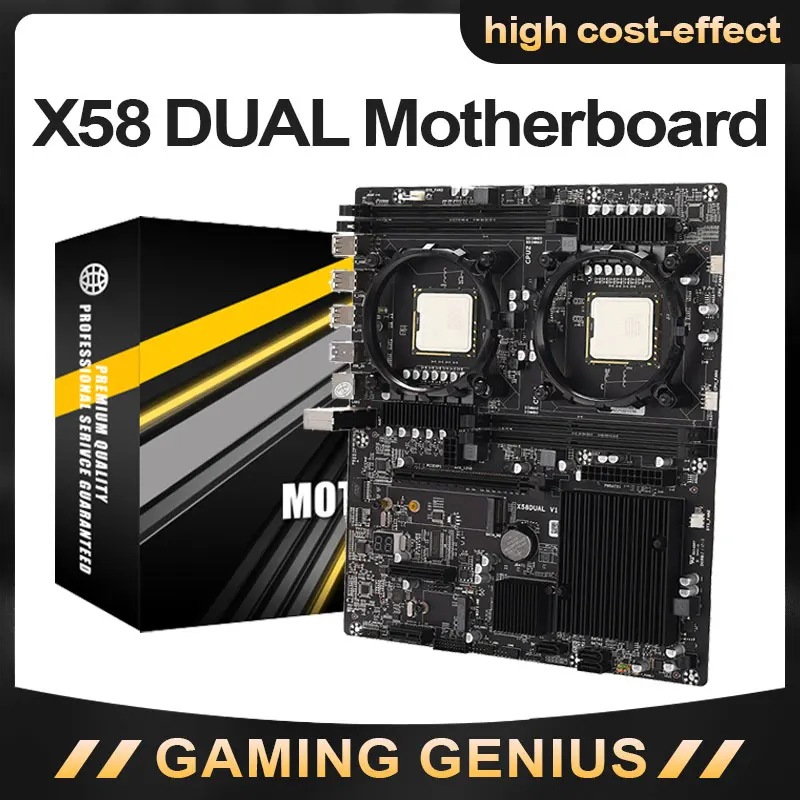 Verkauf JINGSHA X58 Dual CPU LGA 1366 Motherboard Onboard CPU L5520 2,27 GHz X58 Chipsatz 4 Channles Unterstützung SATA 2,0 USB 3,0