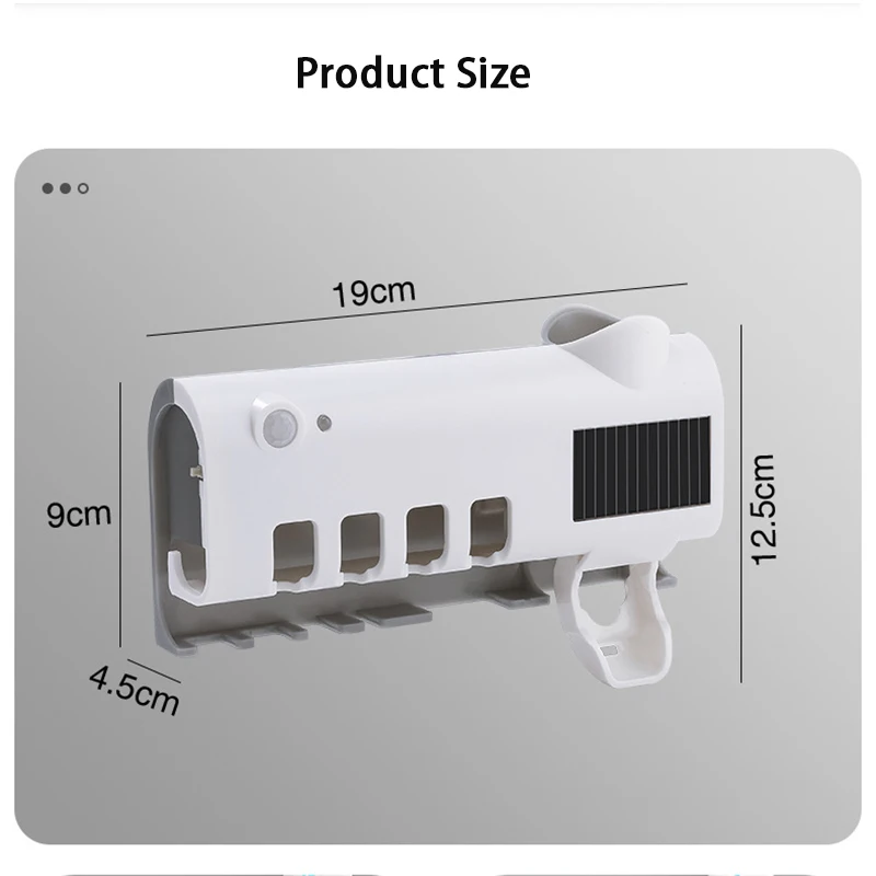Esterilizador de cepillo de dientes USB, soporte para cepillo de dientes, esterilizador de doble capa, dispensador autom&aacute;tico de pasta de dientes, herramientas de ba&ntilde;o montadas en la pared-5