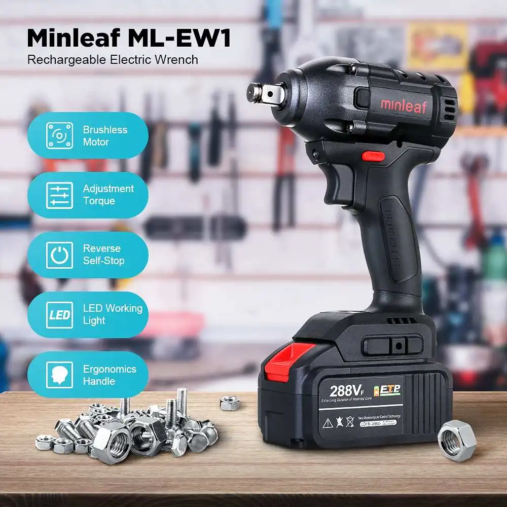 

Беспроводный электрический гайковерт Minleaf ML-EW1 288VF 380N.m, литий-ионный аккумулятор, Аккумуляторный Электрический гайковерт
