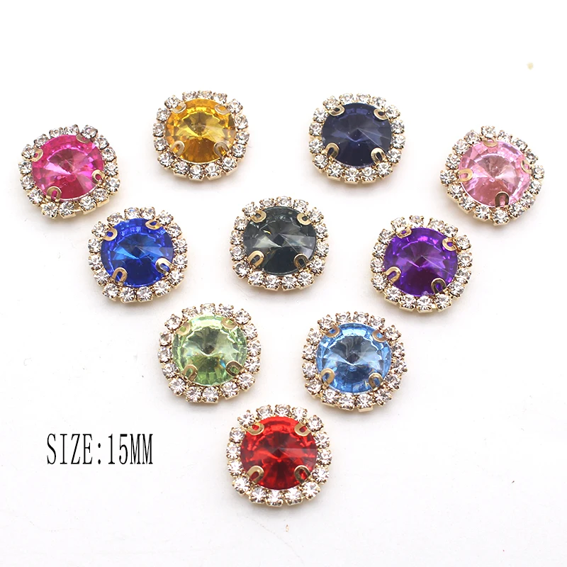 Новая мода 10 шт./Партия 15 мм акриловая металлическая круглая пуговица с четырьмя