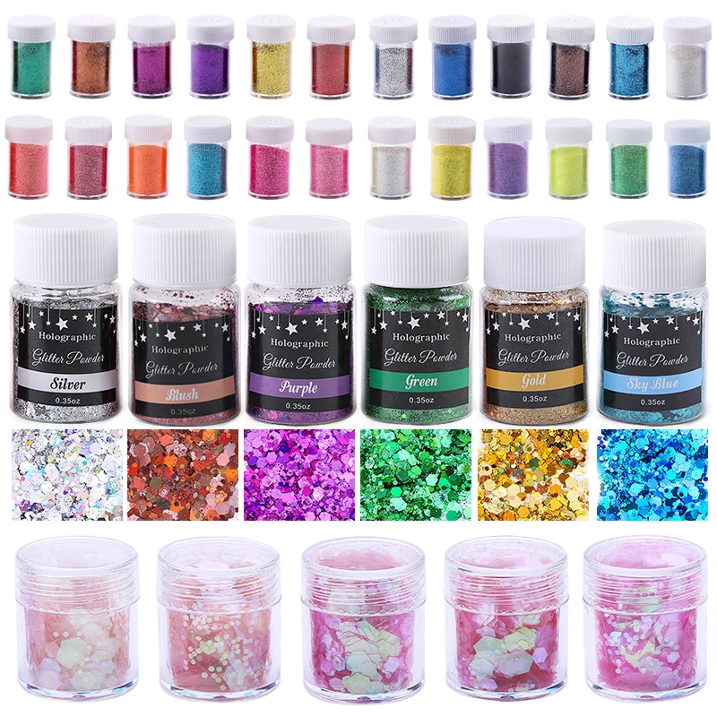 

Epoxy Resin Mold Filling Set Sparkling Glitter Powder Flakes Sequins for Jewelry Findings Making Craft Supplies DIY Nail Arts