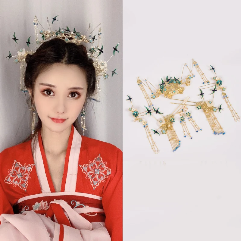 

Brides Hair Accessories Handmade Long Tassel Vintage Chinese Classical Wedding Jewelry Hair Combs Hairwear Hanfu Headdress