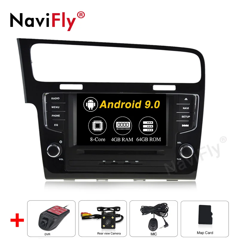 NaviFly 7 дюймов Android 9 0 Восьмиядерный автомобильный dvd-плеер радио для Volkswagen Golf 2013 2014