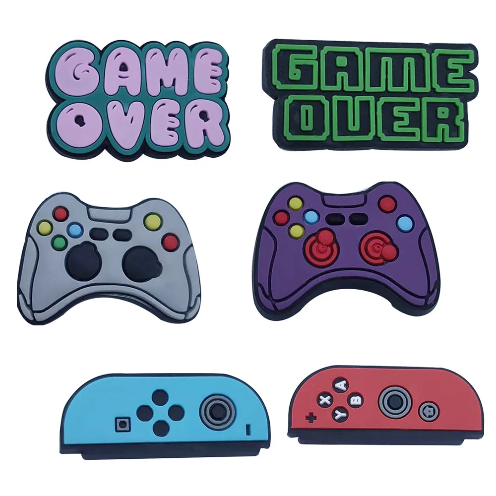 

6pcs/set Shoe Charms Game Controller Gameover Shoe Decoration Shoe Accessories for Croc jibz Unisex Kids Xmas Party Gifts