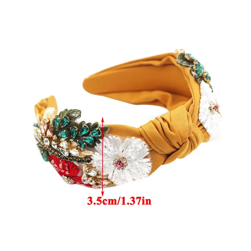 

Luxury Crystal Rose Flower Printed Headband Rhinestone Hairbands For Women Spring Autumn Fashion Handmade Hair Accessories