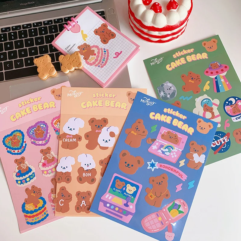 

Cute Cartoon Cake Bear Series Decorative Stickers Creative Stationery Scrapbooking Planner Diary School Office Supplies