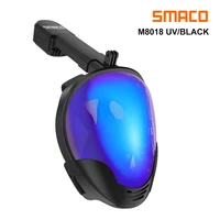 smaco full face snorkel mask with uv protection anti fog detachable camera mount 180 degrees panoramic view