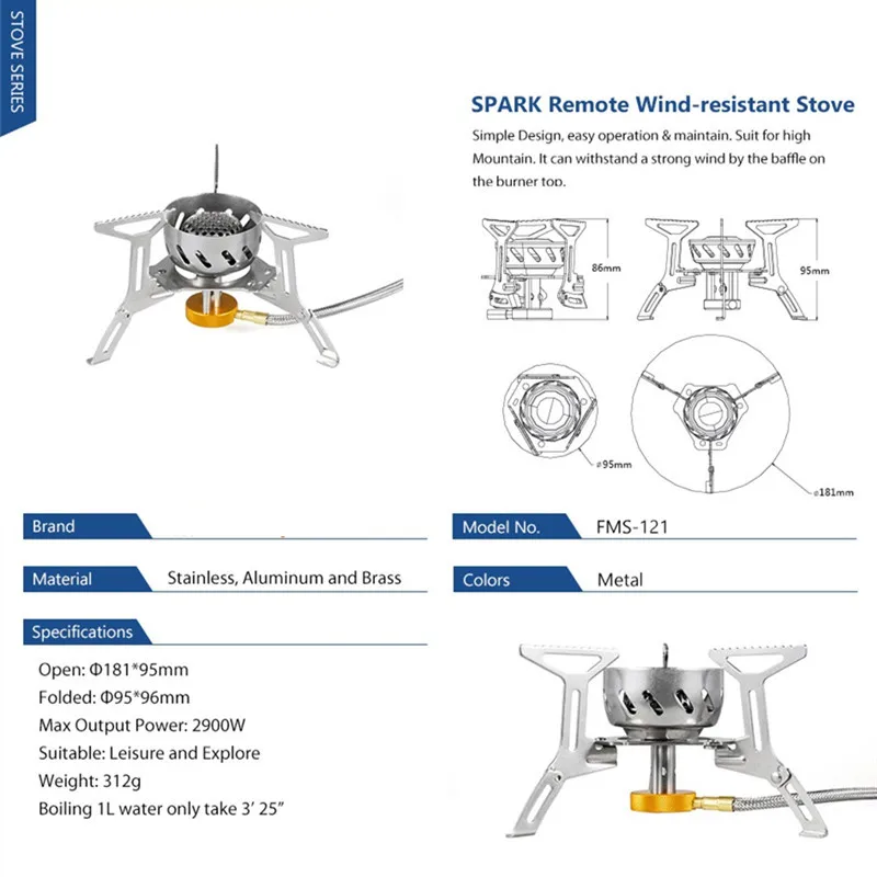 Газовая горелка искровая плита для кемпинга ветрозащитная газовая