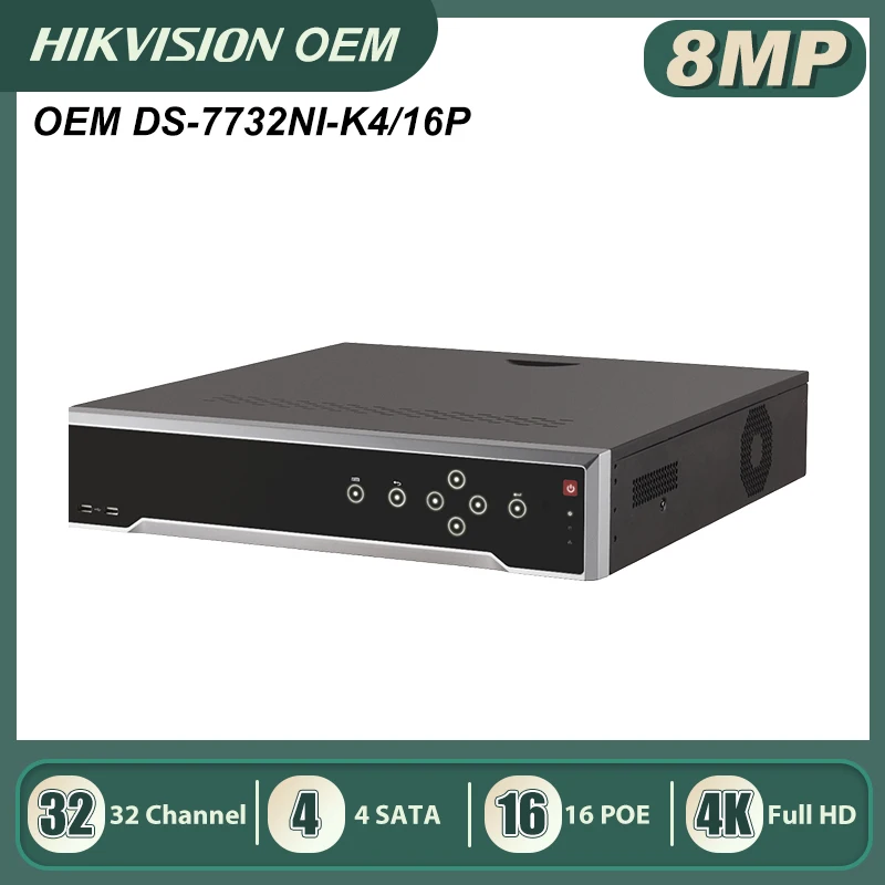 

Anpviz 4K 32CH POE NVR Hikvision OEM DS-7732NI-K4/16P 8MP Network Video Recorder Support 4 SATA UP To 32TB H.265+