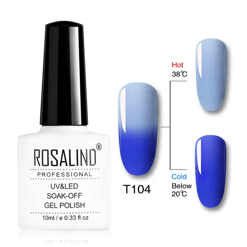 ROSALIND Гель-лак для ногтей 10 мл изменение температуры цвета УФ светодиодный Гель-лак для наращивания ногтей праймер Топ и базовый дизайн ногтей - Цвет: T104
