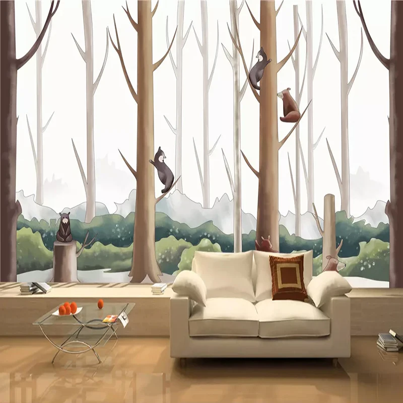 3D обои мультфильм абстрактная ветка белка фотообои природа настенная живопись