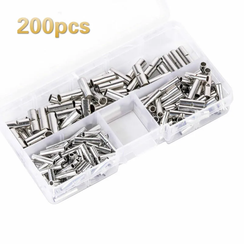

200pcs/box copper butt connector platter bare tin crimp terminal, tinned connector crimp terminal sleeve cable