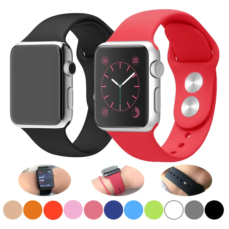 Силиконовый ремешок для Apple Watch 38 мм 42 мм спортивный браслет резиновый ремешок для Iwatch 5 4 44 мм 40 мм для Apple Watch 3 2 1