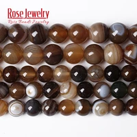 natural stone brown striped onyx agates round loose beads 15 strand 4 6 8 10 12 mm pick size for jewelry making diy