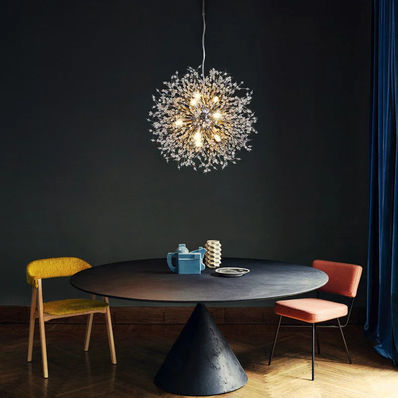 

Nordic Loft Crystal Dandelion Led Chandelier Lightiing Spark Ball Chandelies Indoor Light Fixtures For Living Room Bedroom Decor