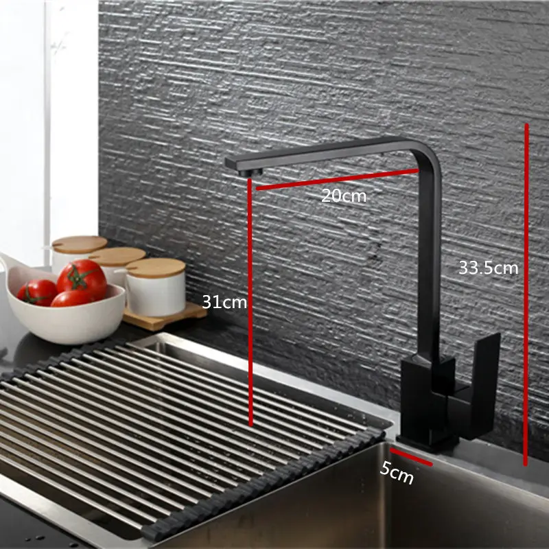 

Kitchen faucet 304 Stainless Steel black sink faucet Gold kitchen Mixer Tap Deck Mounted Swivel Faucets 360 Rotation Fixer Tap