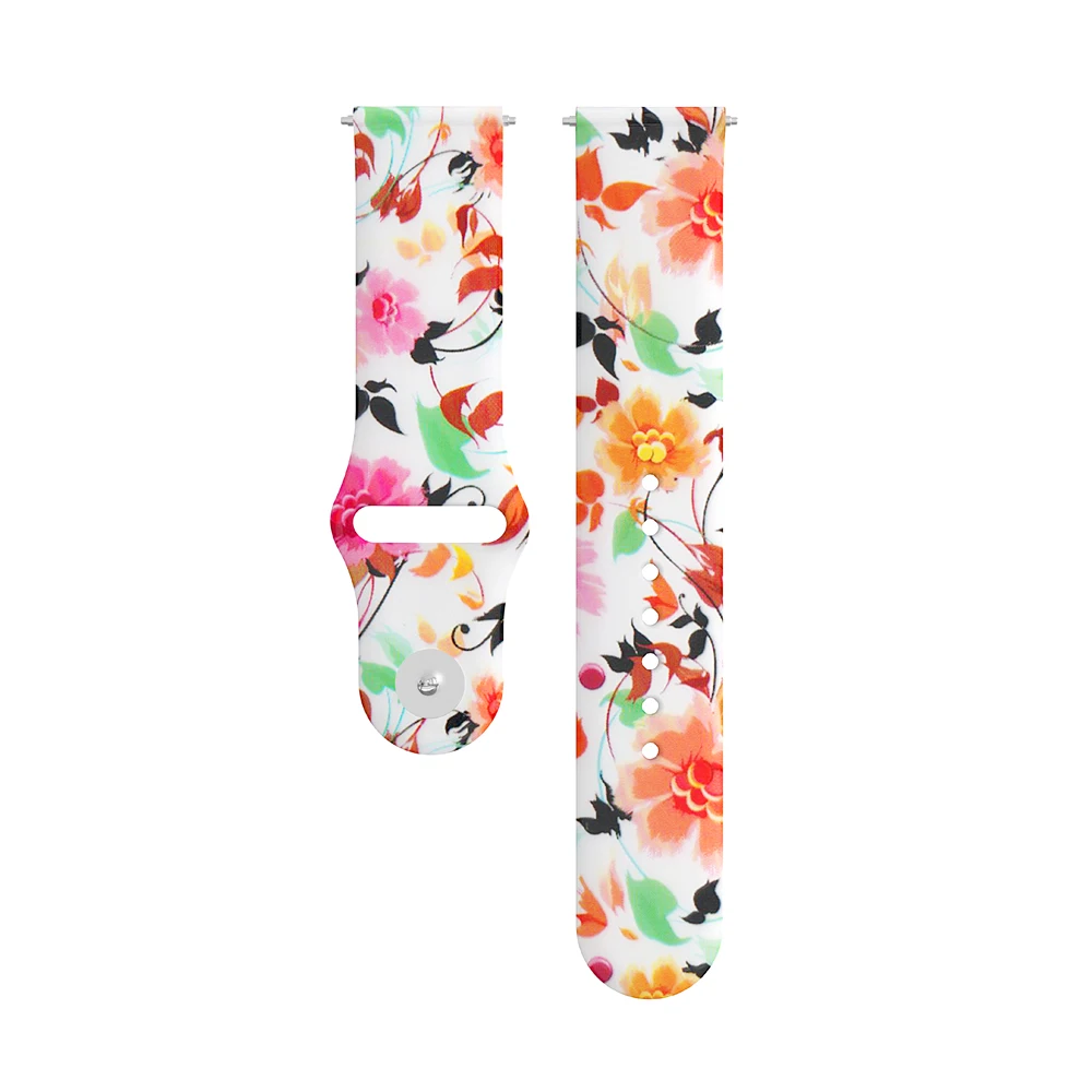Red Flower Браслет Correa Amazfit Bip для samsung Galaxy Watch 42 мм, 20 мм силиконовый ремешок для Amazfit GTR 42 мм gear S2 спортивный ремешок - Цвет ремешка: Red Flower
