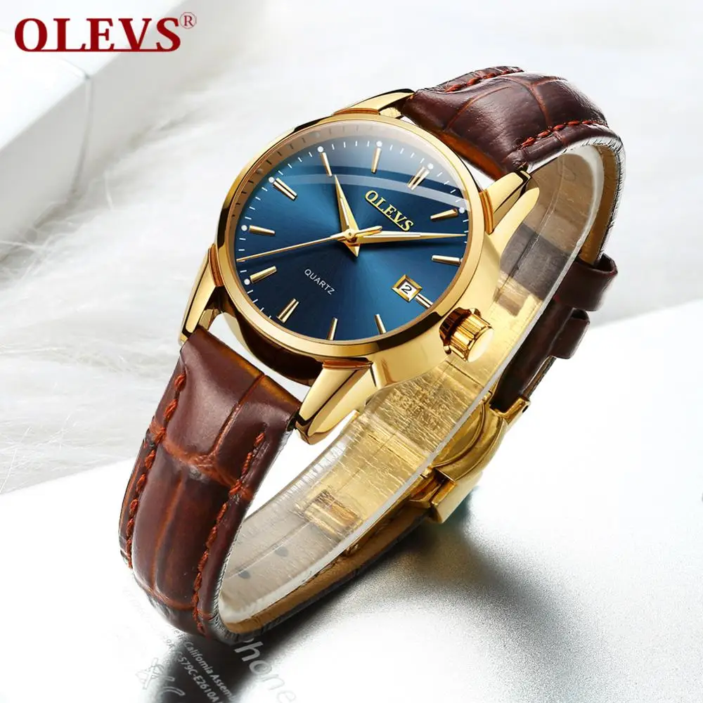 Lady Brown Blue OLEVS мужские часы лучший бренд класса люкс простой день Дата наручные часы водонепроницаемые часы relogio masculino светящиеся стрелки кварцевые часы - Цвет: Lady Brown Blue