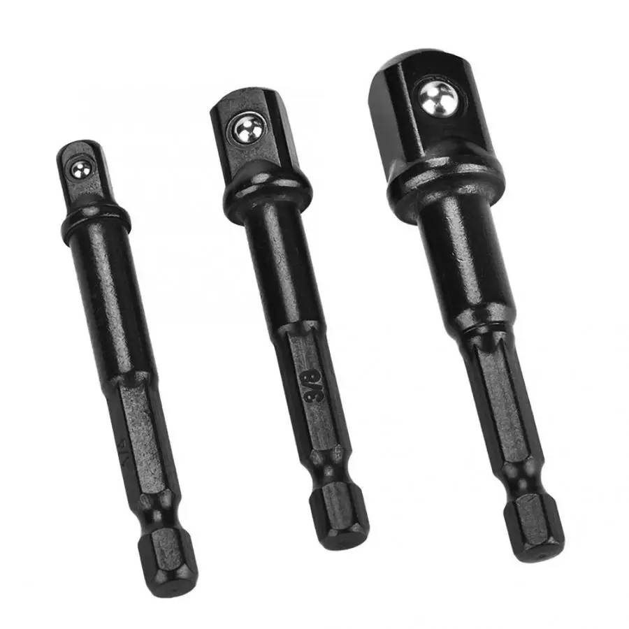 Key Type Drill Chunk 3Pcs Socket Adapter 1/4 Hex Shank to 3/81/2 Square Head Bit Driver | Инструменты