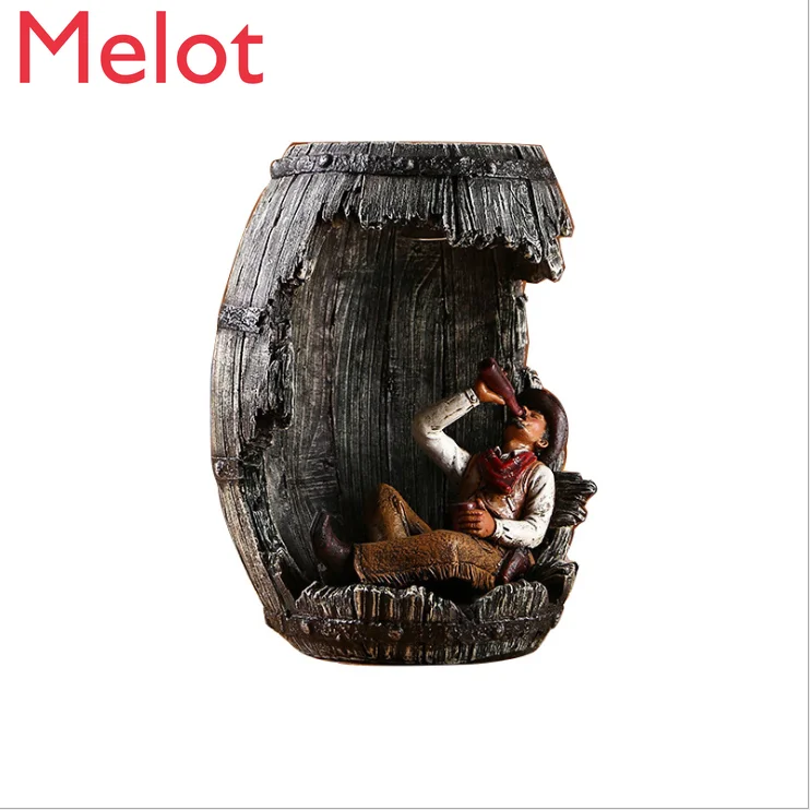 

Vintage Cowboy Wine Barrel American Western Chateau Bar Counter Coffee Restaurant Restaurant Luminous Crafts Decoration