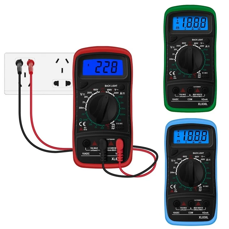 1PCS XL830L Handheld Digital Multimeter LCD Backlight Portable AC/DC Ammeter Voltmeter Ohm Voltage Tester Meter Multimetro hot |