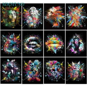 SDOYUNO 60x7 5 см Рисование по номерам без рамки красочные фигуры Рисование по номерам на холсте DIY искусственная роспись